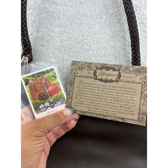 Brighton Womens Gina Hobo Satchel Handbag Brown Crocodile Embossed Snap Pocket S - Picture 8 of 11